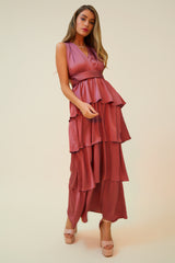 UNDER IT ALL TIERED MAXI DRESS - MAUVE