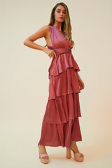 UNDER IT ALL TIERED MAXI DRESS - MAUVE