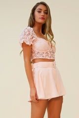 SUMMER IN THE HAMPTONS MATCHING LACE SHORT SET - PINK