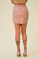FOR THE NIGHT PLEATHER KNOT FRONT MINI SKIRT - DUSTY MAUVE