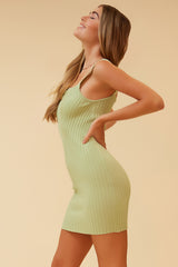 BELIEVING BODYCON MINI DRESS - PISTACHIO