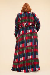 SAY YOU LOVE ME MAXI DRESS WITH BELT AND POCKETS - PLAID