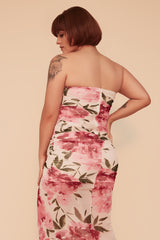 MEET ME IN THE GARDEN MIDI DRESS - IVORY/PINK