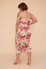MEET ME IN THE GARDEN MIDI DRESS - IVORY/PINK
