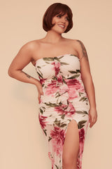 MEET ME IN THE GARDEN MIDI DRESS - IVORY/PINK