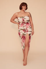MEET ME IN THE GARDEN MIDI DRESS - IVORY/PINK