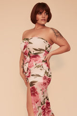 MEET ME IN THE GARDEN MIDI DRESS - IVORY/PINK