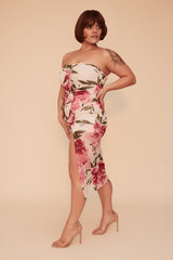 MEET ME IN THE GARDEN MIDI DRESS - IVORY/PINK