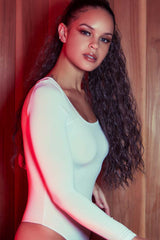ANIMOSITY SQUARE NECK BODYSUIT - WHITE