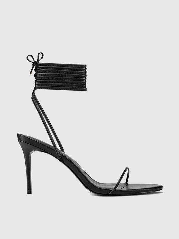 LUCE MINIMALE LACE-UP HEEL - BLACK