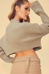 THE INGENUE CROPPED MOCK NECK SWEATER - MINT