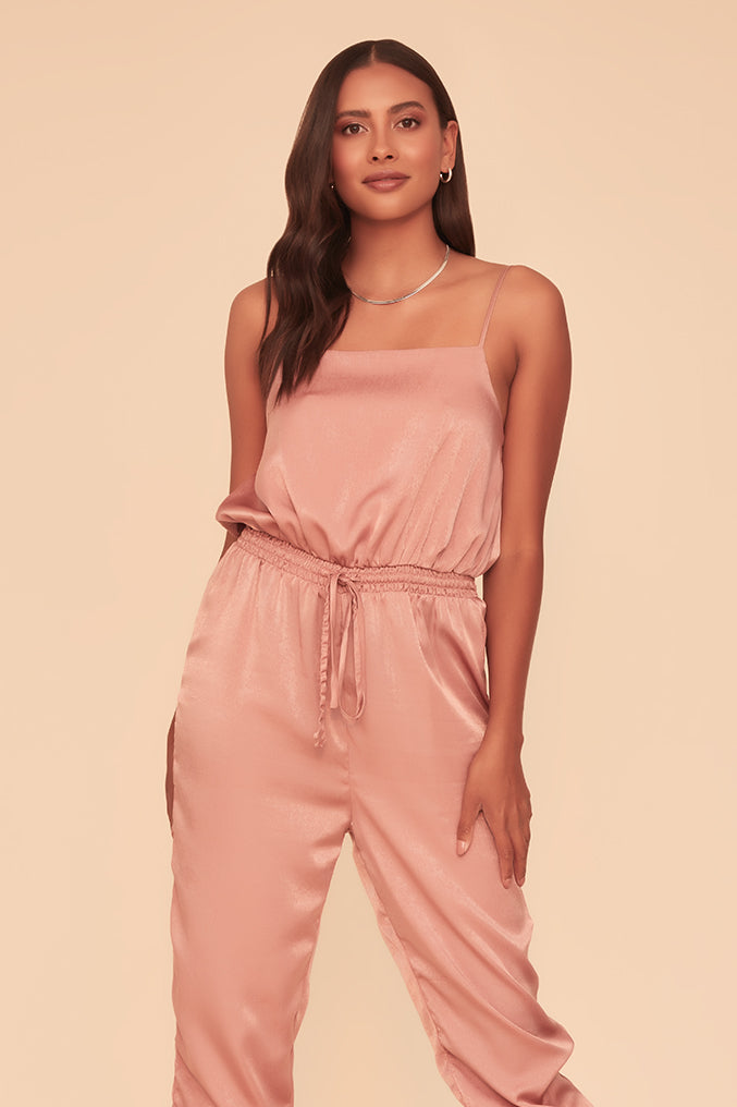 YOUNG AND RECKLESS SQUARE NECK JUMPSUIT - BLUSH