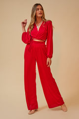 THE READY OR NOT MATCHING PANT SET - RED