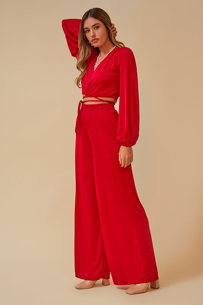THE READY OR NOT MATCHING PANT SET - RED