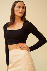 WITCHING HOUR SUPER SOFT CROP TOP - BLACK
