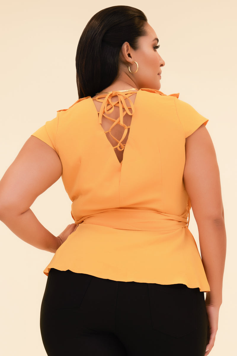 YOU GOT IT CAP SLEEVE TOP - MUSTARD