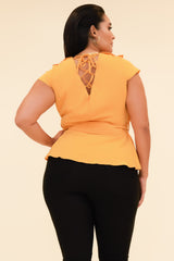 YOU GOT IT CAP SLEEVE TOP - MUSTARD