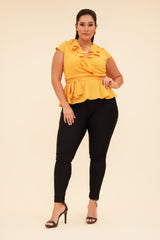 YOU GOT IT CAP SLEEVE TOP - MUSTARD