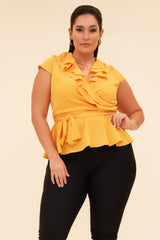 YOU GOT IT CAP SLEEVE TOP - MUSTARD