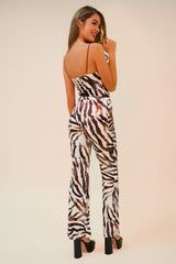THE WESTERN CUT OUT MATCHING PANT SET - BROWN/CREAM