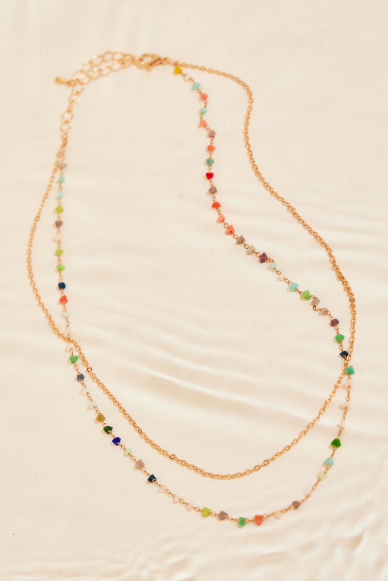 TIME AND TIME AGAIN LAYERED NECKLACE - GOLD/MULTI